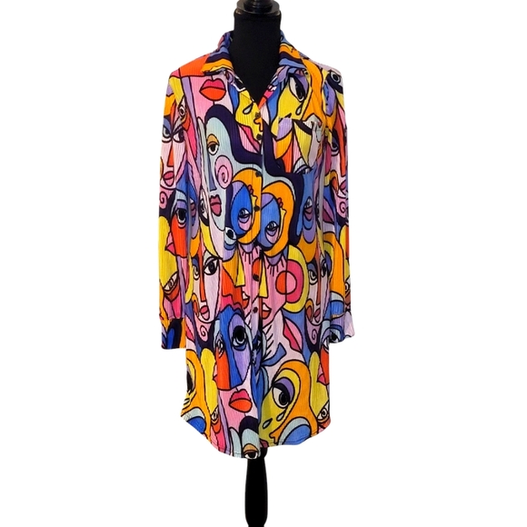 Fashion Nova Abstrat  Crinkle Shirt Dress - Picture 12 of 13